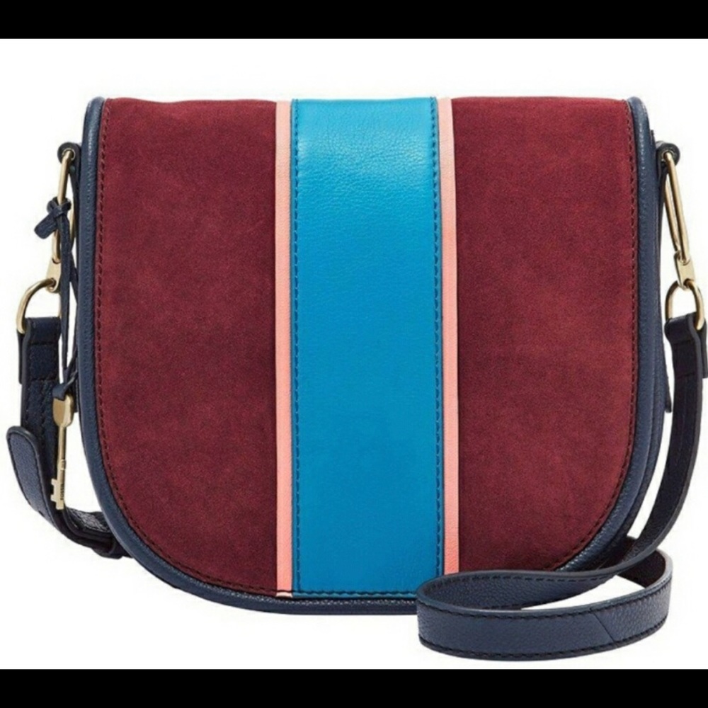 Fossil Color-Block Crossbody Saddle Bag - image 1